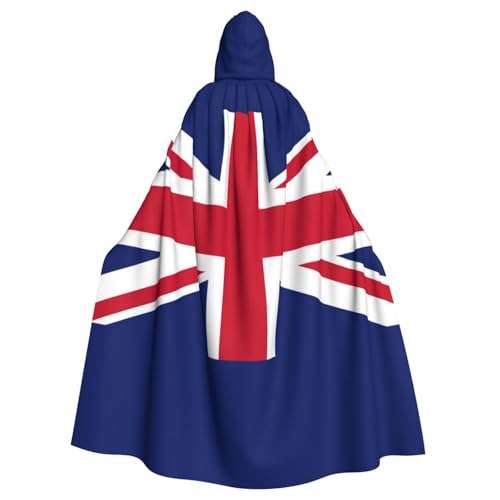 axzttupy Unisex Halloween-Kapuzenumhang mit britischer Flagge, volle Länge, für mittelalterliche Renaissance-Cosplay-Kostüme von axzttupy