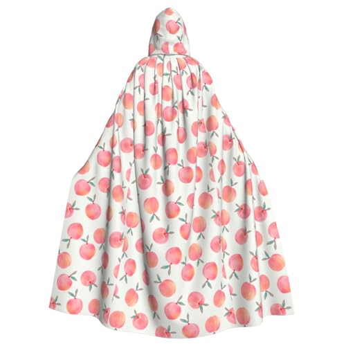 axzttupy Unisex Halloween-Kapuzenumhang mit pinkem Pfirsichdruck, volle Länge, für Mittelalter-Renaissance-Cosplay-Kostüme von axzttupy