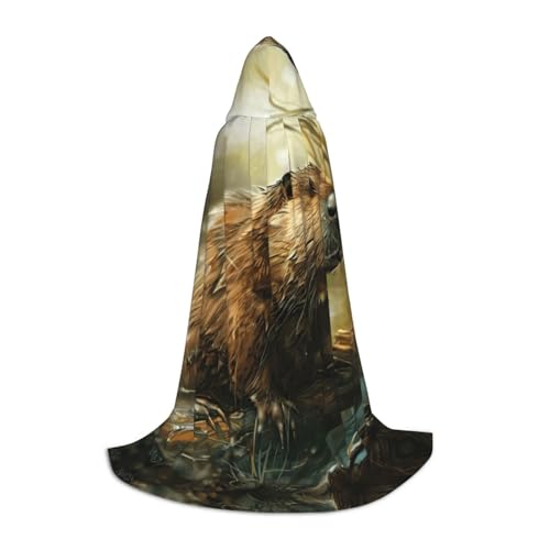 axzttupy Unisex Kapuzenumhang mit Biber-Druck, für Zauberer, Weihnachten, Karneval, Halloween, Cosplay axzttupy Unisex Kapuzenumhang mit Biber-Druck, für Zauberer, Weihnachten, Karneval, Halloween, Cosplay von axzttupy