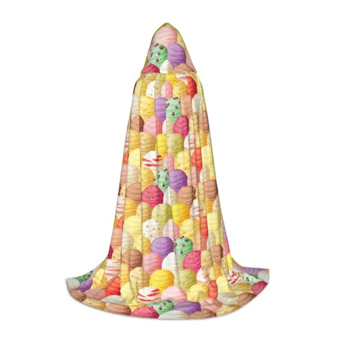 axzttupy Unisex Kapuzenumhang mit Eiscreme-Aufdruck, für Zauberer, Weihnachten, Karneval, Halloween, Cosplay von axzttupy