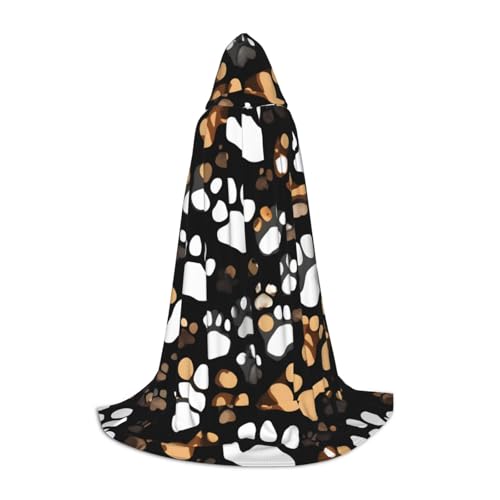axzttupy Unisex Kapuzenumhang mit Hundepfotenabdruck, für Zauberer, Weihnachten, Karneval, Halloween, Cosplay von axzttupy