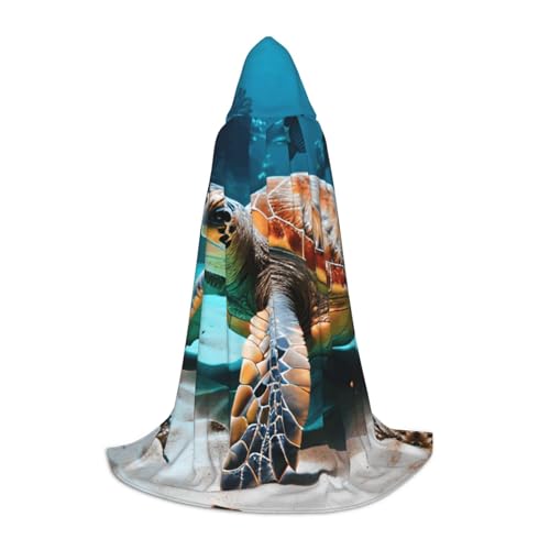 axzttupy Unisex-Kapuzenumhang mit Meeresschildkröten-Druck, für Zauberer, Weihnachten, Karneval, Halloween, Cosplay von axzttupy