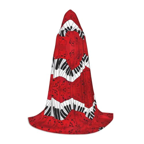 axzttupy Unisex Kapuzenumhang mit Musiknoten, Klavierdruck, für Zauberer, Weihnachten, Karneval, Halloween, Cosplay von axzttupy