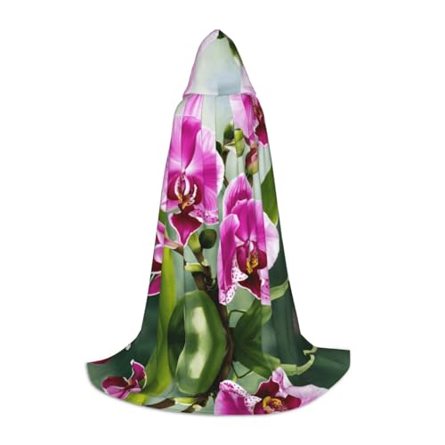 axzttupy Unisex Umhang mit Kapuze und Orchideen-Druck, für Zauberer, Weihnachten, Karneval, Halloween, Cosplay von axzttupy