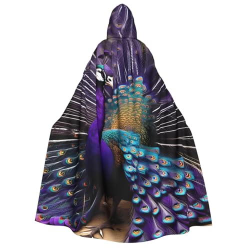 axzttupy Violetter Pfauen-Aufdruck, Erwachsenenkostüm, mit Kapuze, Halloween, Weihnachten, Karneval, Partys, Mittelalter-Kostüm axzttupy Violetter Pfauen-Aufdruck, Erwachsenenkostüm, mit Kapuze, Halloween, Weihnachten, Karneval, Partys, Mittelalter-Kostüm von axzttupy