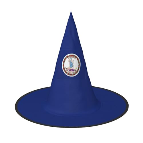 axzttupy Virginia State Flag Print Halloween Hexenhut Unisex Karneval Kostüm Zubehör Partys Cosplay und Festlich von axzttupy