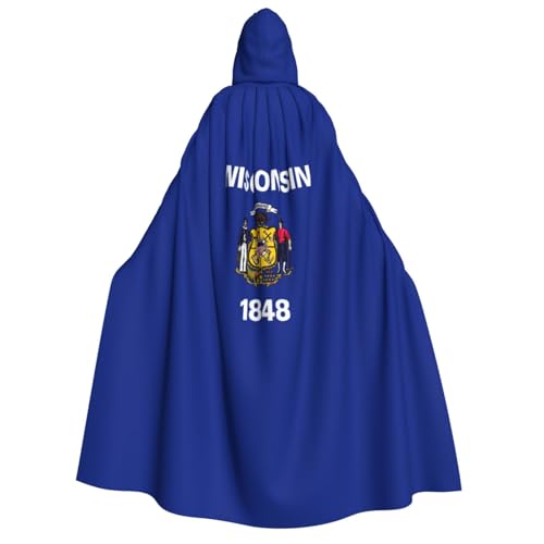 axzttupy Wisconsin State Flag Print Adult Hooded Cloak Halloween Christmas Carnival Parties Medieval Theme Costume von axzttupy