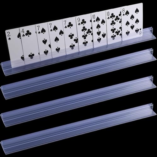 4 Stück transparente Plastik Spielkartenhalter, Freisprech Kartenständer, Karten Halterung für Spielkarten – Perfekt für Poker, Bridge und Gesellschaftsspiele – Kartenaufsteller, Spielkartenhalter von azttior