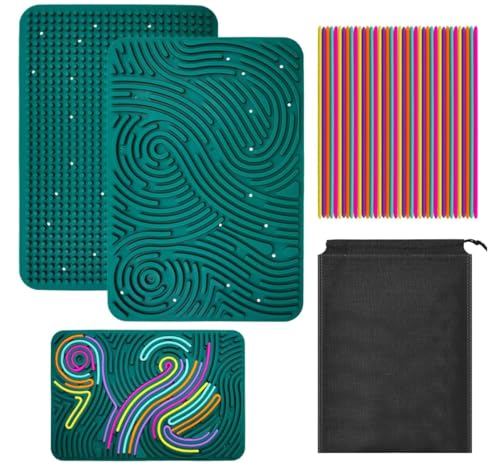 babikeen Extra Large Sensory Activity Board, 29.5 x 20 cm Doppelseitiges Aktivitätsbrett mit 20 Silikonstäbchen und Reisetasche für Kinder 3+ babikeen Extra Large Sensory Activity Board, 29.5 x 20 cm Doppelseitiges Aktivitätsbrett mit 20 Silikonstäbchen und Reisetasche für Kinder 3+ von babikeen