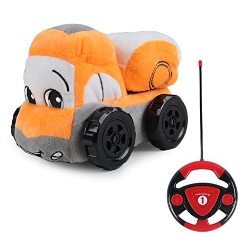 BABY CHALLENGE - Plüsch-LKW - Mein erstes Fahrzeug - 051042 - Ferngesteuertes Auto - Orange - Maschinenwaschbar - 1/24 - Batterien Nicht enthalten - Stoff und Kunststoff - Ab 18 Monaten. von BABY CHALLENGE