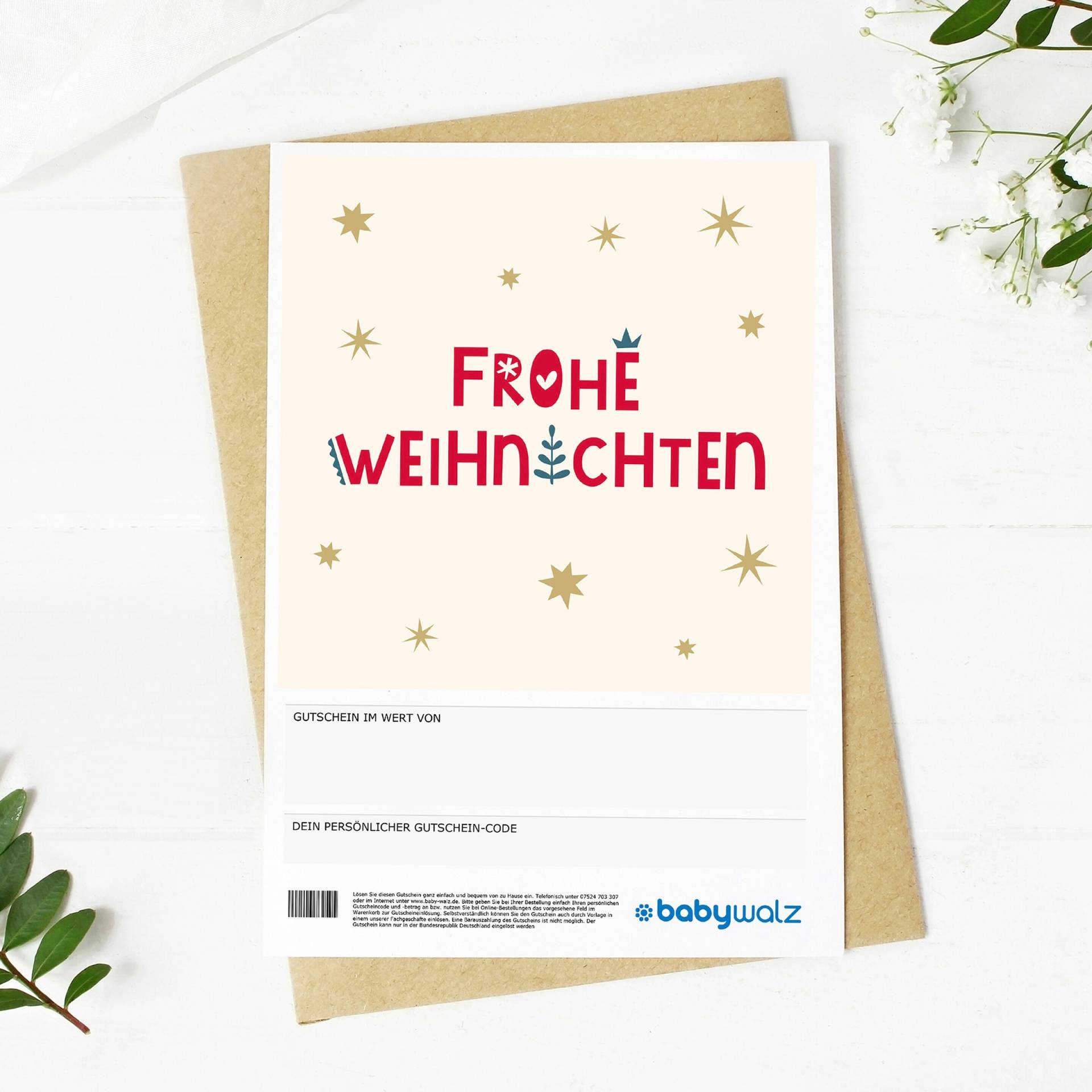 Baby-Walz Geschenkgutschein Frohe Weihnachten von baby-walz