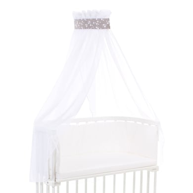 babybay® Himmel Piqué mit Band passend für alle Modelle taupe Sterne weiß von babybay