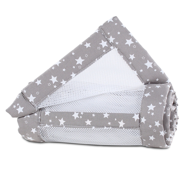 babybay® Nestchen Mesh-Piqué Maxi, Boxspring und Comfort taupe Sterne weiß 168x24 cm von babybay