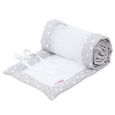 babybay® Nestchen Mesh-Piqué passend für Modell Boxspring XXL perlgrau Sterne weiß von babybay