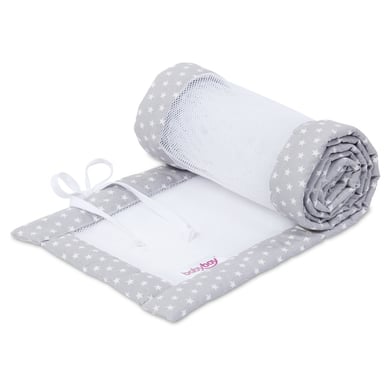 babybay® Nestchen Mesh passend für Modell Boxspring XXL lichtgrau Sterne weiß von babybay