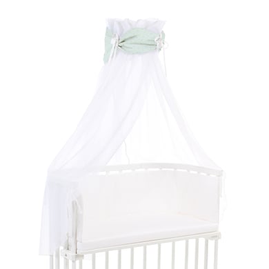 babybay®Himmel Organic Cotton Royal mit Schleife passend für alle Modelle mint Glitzerpunkte gold von babybay