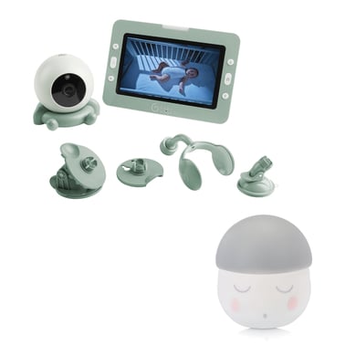 babymoov Babyphone mit Kamera YOO GO PLUS pastellgrün + Nachtlicht Squeezy weiß/grau Gratis von babymoov
