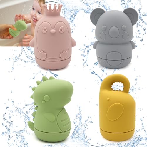 badaren Badewannenspielzeug Baby | 4er-Pack Baby Wasserspielzeug, Badewannenspielzeug Badespielzeug, Baby-Badespielzeug aus Silikon für Badespaß von badaren