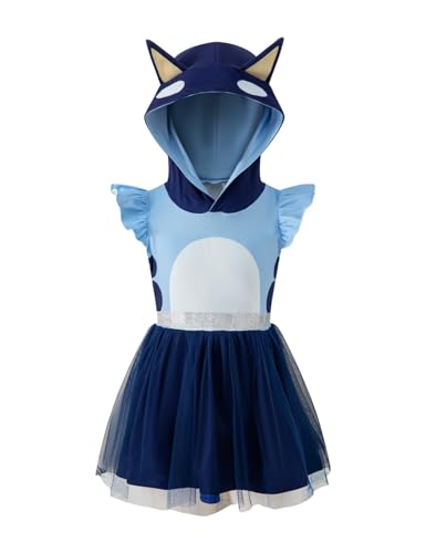 bakjuno Cartoon-Outfit-Set für kleine Mädchen, mit Kapuze, Rock, Partykleidung (Blau, 2–3 Jahre) von bakjuno