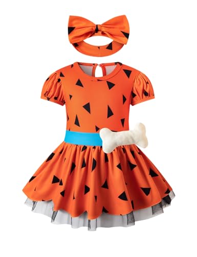 bakjuno Höhlenmensch-Kostüm für Kleinkinder, Babys, Mädchen, Höhlenmensch-Kostüm, Steinzeit-Outfit, Strampler mit Stirnband (3–6 Monate) von bakjuno