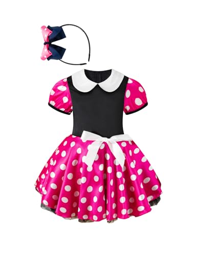 bakjuno Prinzessinnen-Kostüm für Kleinkinder, Baby, Mädchen, Rosa, gepunktet, für Geburtstag, Cosplay, Cartoon-Haarreif (Rosa, 4–5 Jahre) von bakjuno