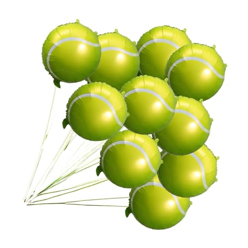 Balacoo 10 Stück Teiliges Tennisball Folien Luftballons Aufblasbare Sport Party Dekoration für Tennis Mottopartys Leichte Aluminiumfolie zum Aufhängen für Geburtstagsfeiern und Events von balacoo