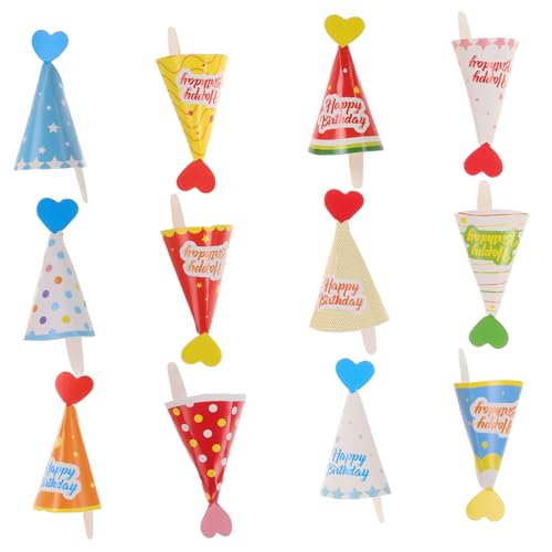 Balacoo 36 Stück Teiliges Mini Geburtstagshüte Cake Topper Bunte Papierkegel für Shower Dessertdeko Koreanisch Inspiriert Trendige Cupcake Dekoration für Kindergeburtstag und Party von balacoo