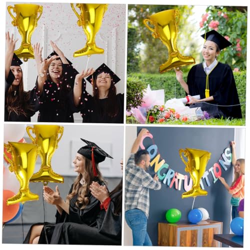 Balacoo 4 Stück Teiliges Aluminiumfolie Pokalballon Goldene Folienballons für Abschlussfeier Partydekoration Innen Außen Formstabil Festlich von balacoo
