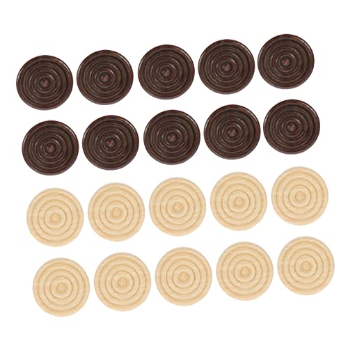 Balacoo 48 Stück Teiliges Holz Damenspielset Runde Schachfiguren aus Holz in Natur und Dunkelbraun Spielsteine für Dame und Brettspiele Praktische Zubehörstücke und von balacoo