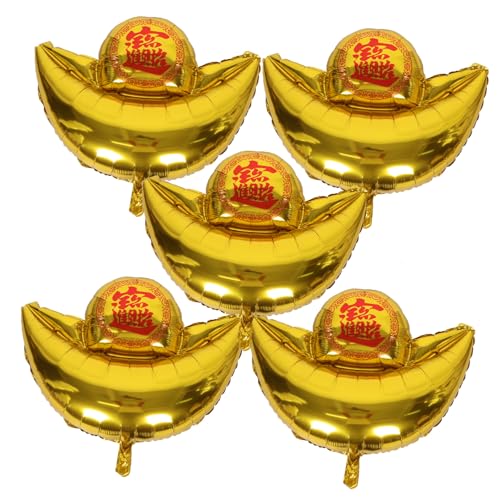 Balacoo 5 Stück Teiliges Ingot Förmige Folienballons Goldfarben für Silvester und Neujahrsdekoration Schnell Aufzublasen Vielseitig Einsetzbar als Partydeko und Foto Requisite von balacoo