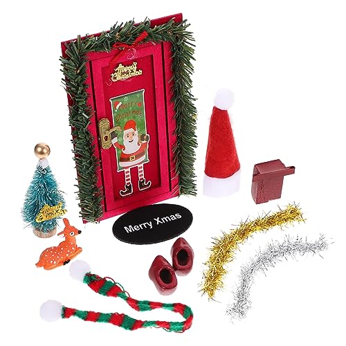 Balacoo Miniatur Puppenhaus Tür Dekoration Kreative DIY Weihnachtsdeko Realistische Miniaturen Detailreiche Szene für Puppenhaus Zubehör für Sammler und Bastler von balacoo