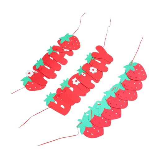 Balacoo Strawberry Birthday Party Dekoration Papierbanner Happy Birthday Erdbeer Partygirlande Wiederverwendbar für Obst Themenfest und Geburtstagsfeier von balacoo