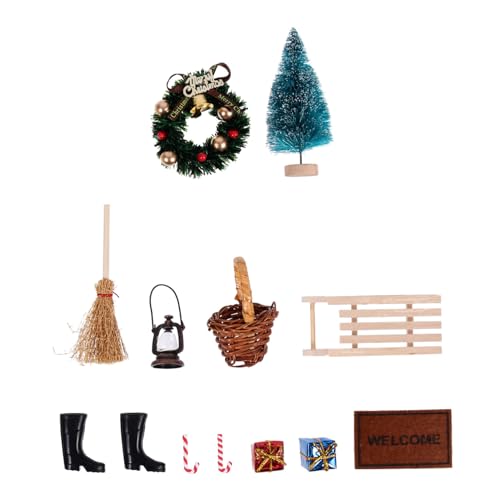 Balacoo Teiliges Miniatur Weihnachtsdekor Puppenhaus Zubehör Mini Weihnachtsbaum Kreative Mini Dollhouse Deko Weihnachtsdekoration für Minihäuser und Sammler von balacoo