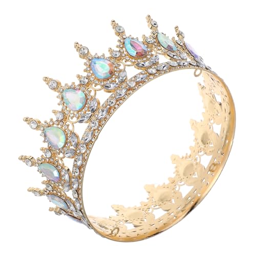 Balacoo Tiara mit Tropfenförmigen Strasssteinen Glänzendes Diadem für Damen Goldfarbenes Kopfband Sicherer Sitz für Hochzeit Party Kostüm und Schönheitswettbewerbe von balacoo
