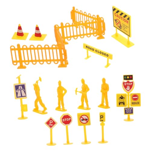 balacoo 108 Stück Teiliges Verkehrszeichen und Baustellen Spielset Miniatur Straßenblockaden und Signale Pädagogisches Modell zur Verkehrserziehung und Stadtgestaltung Vielseitiges von balacoo