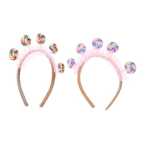 balacoo 2 Stück Lutscher Haarreif für Teiliges Verspieltes Cartoon Design Farbenfrohes Stirnband für Geburtstagsfeiern und Freizeitparkbesuche Süßes Party Accessoire von balacoo