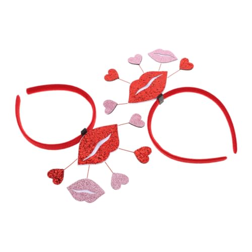 balacoo 2 Stück Valentinstag Haarreif Herzform Pailletten Stirnband Romantisch Komfortabel Fotorequisiten für Hochzeit Party Mädchen Kostüm Damen von balacoo