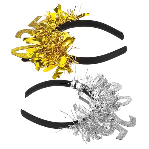balacoo 2 Stück Year Haarband Gold Silber Verstellbar Festlich für Damen Herren Party Foto Requisiten Kopfband Silvester Feier Zubehör von balacoo
