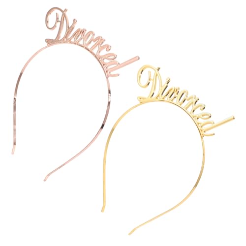 balacoo 2Stücke Geschiedene Party Dekorative Kopfschmuck Haarreifen Gold Roségold Haarband für Scheidungsthemenpartys Angenehm Auffällig von balacoo