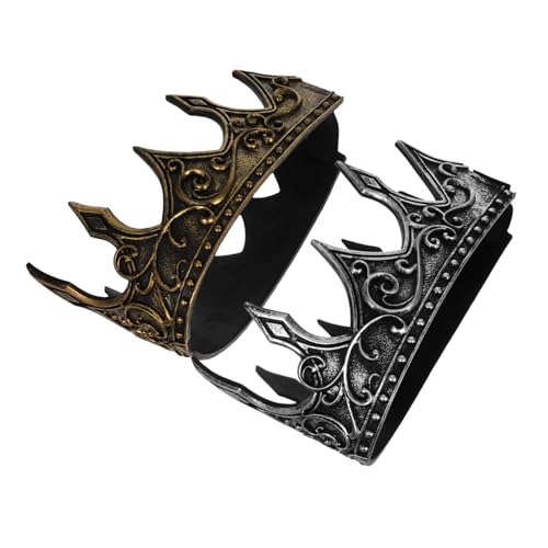 balacoo 2Stücke PU Medieval Krone Headband für Herren Goldene Silberne Cosplay Krone für Partys Hochzeiten Halloween und Besondere Anlässe von balacoo