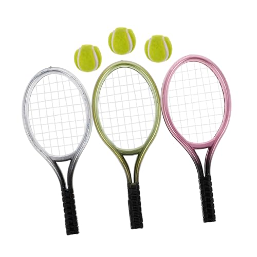 balacoo 3 Sätze Miniatur Tennis Schläger Teilig mit Mini Tennisbällen Dekorative Miniatur für Puppenhaus Vielseitige Wohnaccessoires Farblich Sortiert für DIY und Sammler balacoo 3 Sätze Miniatur Tennis Schläger Teilig mit Mini Tennisbällen Dekorative Miniatur für Puppenhaus Vielseitige Wohnaccessoires Farblich Sortiert für DIY und Sammler von balacoo