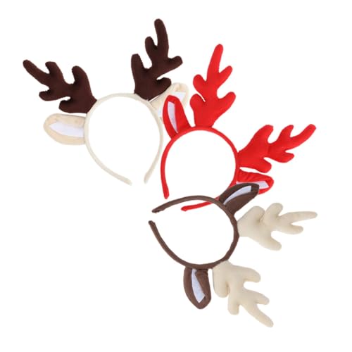 balacoo 3 Stück Weihnachts Rentiergeweih Stirnband mit Ohren Leichtes Cosplay Haarband für Erwachsene Rutschfest und Bequem für Xmas Party Festliche Kopfbedeckung und Kostümzubehör von balacoo