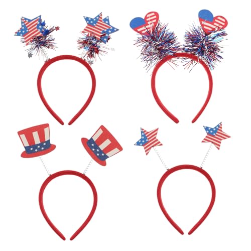 balacoo 4 STÜCKE Teiliges Independence Day Party Haarreif mit Verschiedenen Designs Bequemer Kopfschmuck für Patriotische Feiern Festivals und Partys Modisches für Damen und Herren von balacoo