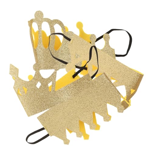 balacoo 4 Stück Goldene Kronen Haarbänder aus Weichem Filz Elastisch und Glitzernd Bequeme Geburtstags und Party Tiara für Mädchen zum Verkleiden und Fotoshooting von balacoo
