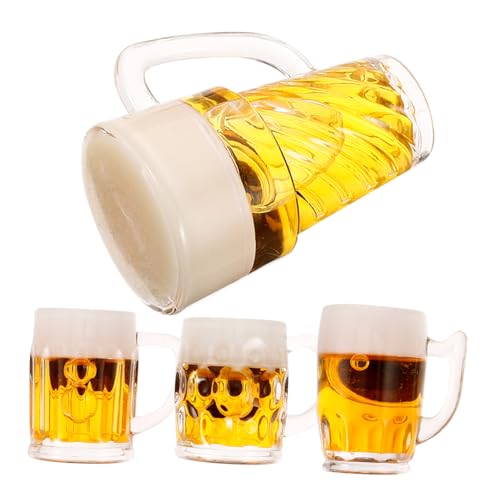 balacoo 4 Stück Teiliges Miniatur Bierkrug Realistische Mini Biergläser Simulation Detailreiche Mini Haus Dekoration Vielseitige Deko für Kuchen und Fotorequisiten von balacoo