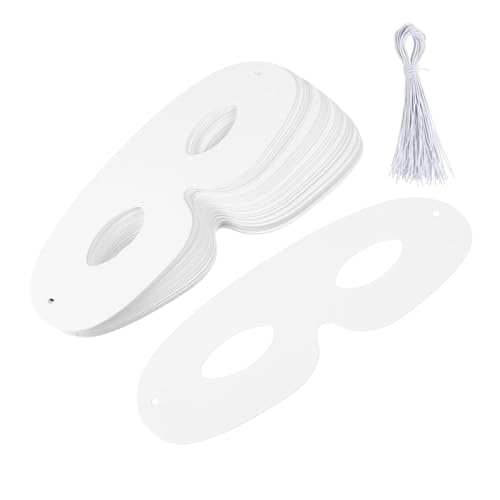 balacoo 40 Sätze Weiße Blanko Papiermasken zum Bemalen DIY Masquerade Masken für Halloween Cosplay Party Kreative Bastelmasken für Damen von balacoo