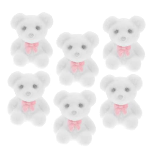 balacoo 6 Stück Mini Plüschbären mit Flockoberfläche Weiße Miniatur Tieranhänger für Partygeschenke Geburtstag Hochzeit Deko DIY Accessoire Sammler von balacoo