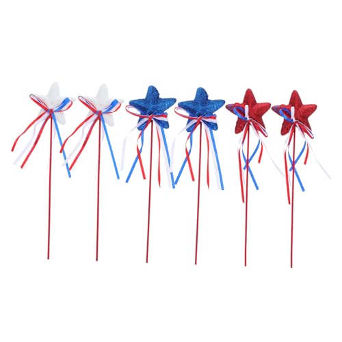 balacoo 6 Stück Teiliges Independence Day Sternstab mit Rot Weiß Blauen Schleifen Patriotische Partydekoration für Unabhängigkeitstag und Memorial Day Glitzernde Sterne Interaktive balacoo 6 Stück Teiliges Independence Day Sternstab mit Rot Weiß Blauen Schleifen Patriotische Partydekoration für Unabhängigkeitstag und Memorial Day Glitzernde Sterne Interaktive von balacoo