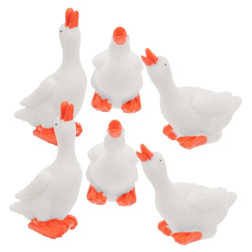 balacoo 6 Stück Teiliges Resin Gänse Figuren Niedliche Miniatur Gans Skulpturen Robuste Tischdeko Tiere aus Hochwertigem Harz für Gartenlandschaft und Desktop Deko von balacoo
