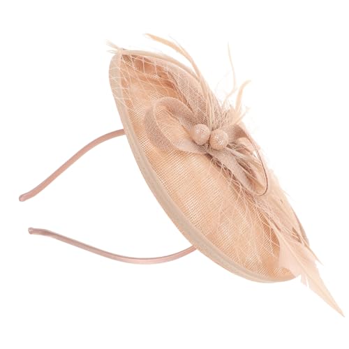 balacoo Abendliches Haarschmuck Stirnband mit Federn und Blüten Zartes Schleifen Design Damen Haarreif für Party Bankett und Fotoshooting Langlebiges Accessoire in Nude Rosa von balacoo